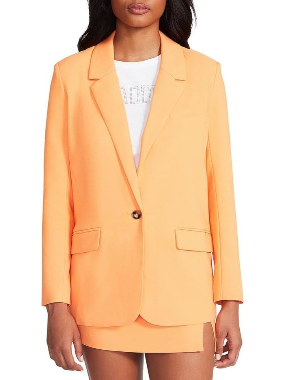 Steve Madden Women's Amber Orange Notch Collar Lapel Neck Apparel Kaira Blazer